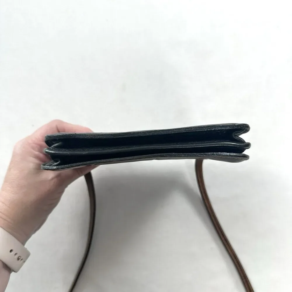 Furla Leather Crossbody Shoulder Purse Bag Mini Small Brown Black Italy VTG